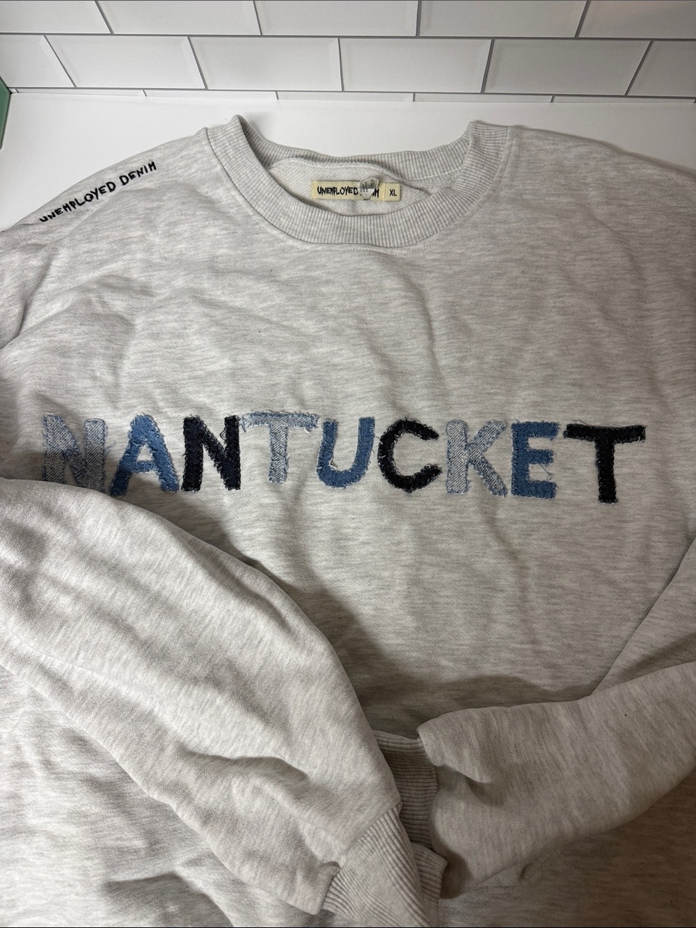 Unemployed Denim Nantucket Embroidered Crewneck